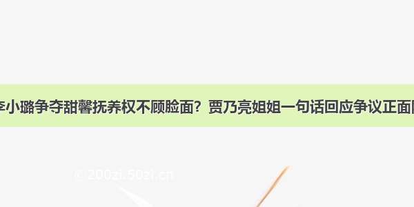 李小璐争夺甜馨抚养权不顾脸面？贾乃亮姐姐一句话回应争议正面刚