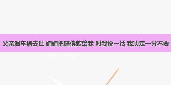 父亲遇车祸去世 婶婶把赔偿款给我 对我说一话 我决定一分不要