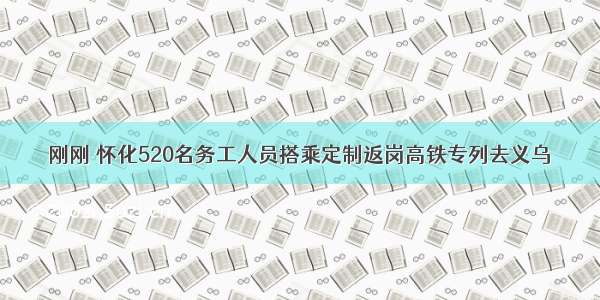 刚刚 怀化520名务工人员搭乘定制返岗高铁专列去义乌