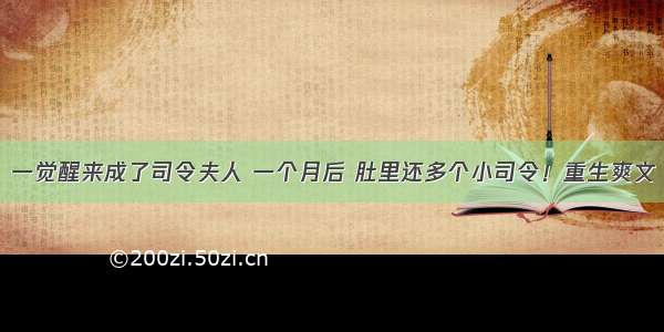 一觉醒来成了司令夫人 一个月后 肚里还多个小司令！重生爽文