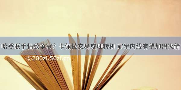 哈登联手情敌争冠？卡佩拉交易或迎转机 冠军内线有望加盟火箭