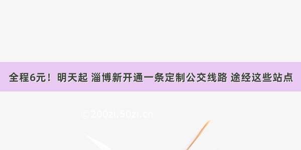 全程6元！明天起 淄博新开通一条定制公交线路 途经这些站点