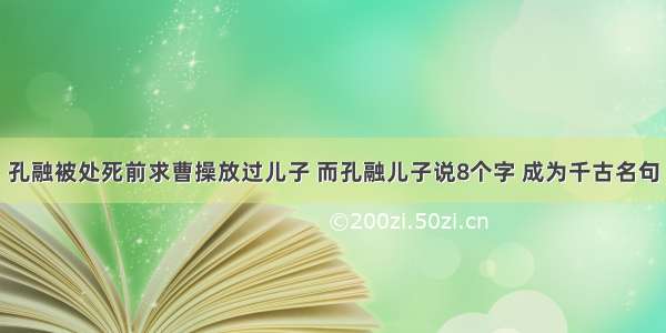 孔融被处死前求曹操放过儿子 而孔融儿子说8个字 成为千古名句