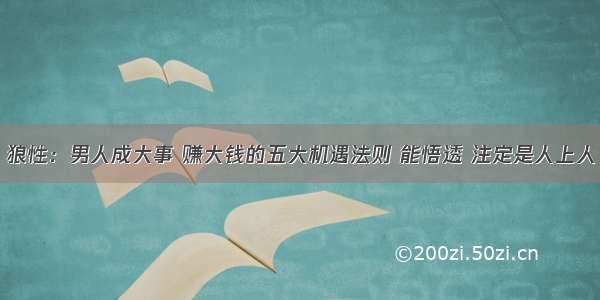 狼性：男人成大事 赚大钱的五大机遇法则 能悟透 注定是人上人