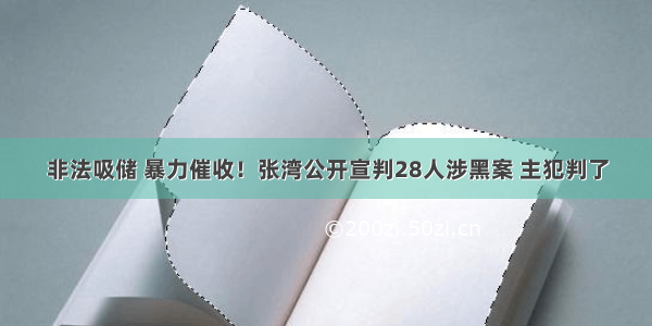 非法吸储 暴力催收！张湾公开宣判28人涉黑案 主犯判了