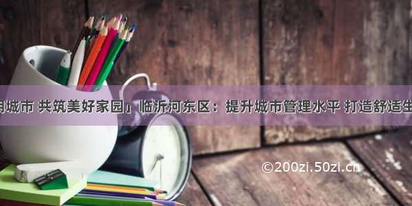 「文明城市 共筑美好家园」临沂河东区：提升城市管理水平 打造舒适生活环境