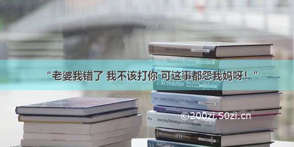 “老婆我错了 我不该打你 可这事都怨我妈呀！”