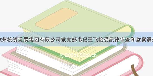 攸州投资发展集团有限公司党支部书记王飞接受纪律审查和监察调查