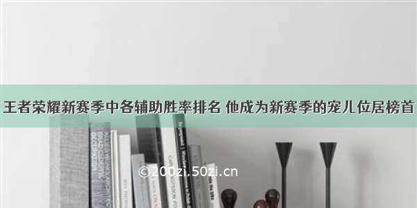 王者荣耀新赛季中各辅助胜率排名 他成为新赛季的宠儿位居榜首