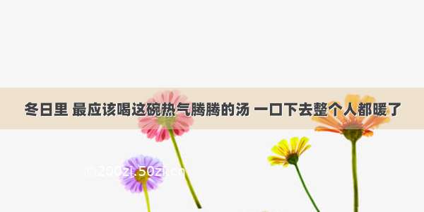 冬日里 最应该喝这碗热气腾腾的汤 一口下去整个人都暖了