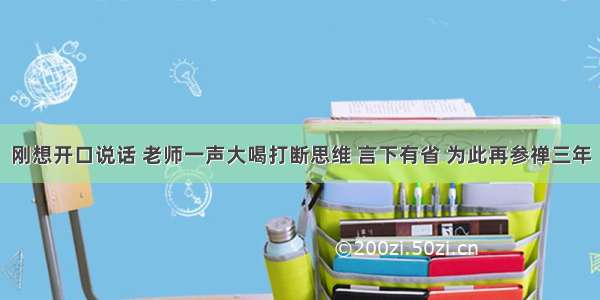 刚想开口说话 老师一声大喝打断思维 言下有省 为此再参禅三年