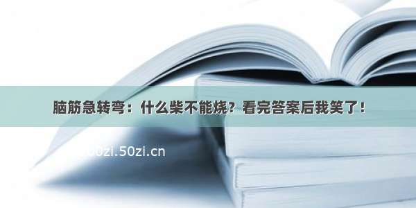 脑筋急转弯：什么柴不能烧？看完答案后我笑了！