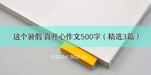 这个暑假 真开心作文500字（精选3篇）