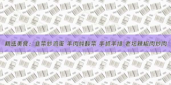 精选美食：韭菜炒鸡蛋 羊肉炖酸菜 手抓羊排 老坛辣椒肉炒肉