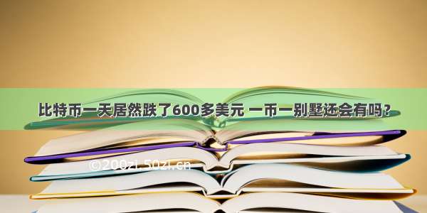 比特币一天居然跌了600多美元 一币一别墅还会有吗？