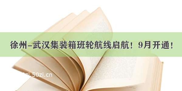 徐州-武汉集装箱班轮航线启航！9月开通！