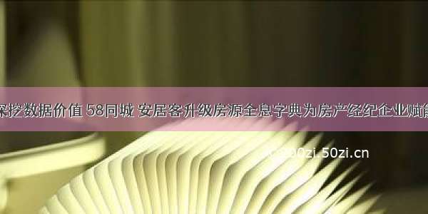 深挖数据价值 58同城 安居客升级房源全息字典为房产经纪企业赋能