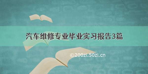 汽车维修专业毕业实习报告3篇