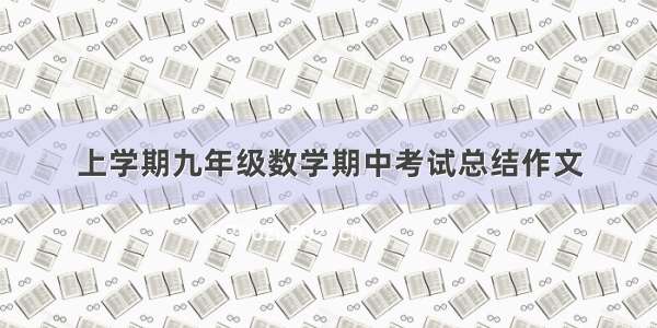 上学期九年级数学期中考试总结作文