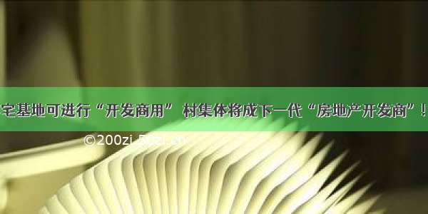 宅基地可进行“开发商用” 村集体将成下一代“房地产开发商”!