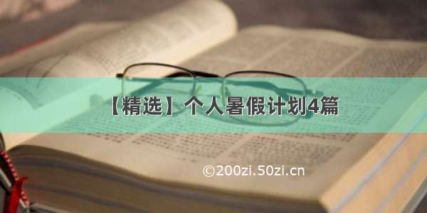 【精选】个人暑假计划4篇