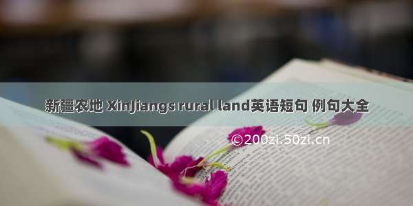 新疆农地 XinJiangs rural land英语短句 例句大全