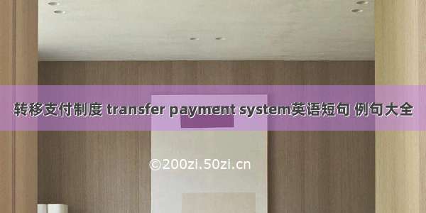 转移支付制度 transfer payment system英语短句 例句大全