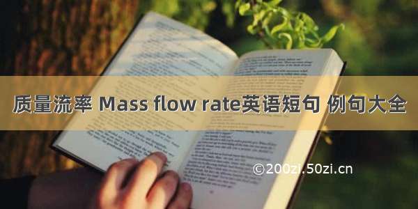 质量流率 Mass flow rate英语短句 例句大全