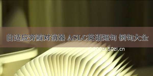 自适应旁瓣对消器 ASLC英语短句 例句大全