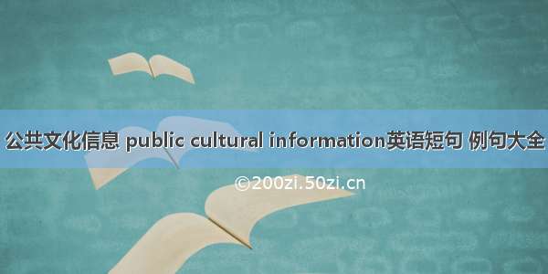 公共文化信息 public cultural information英语短句 例句大全