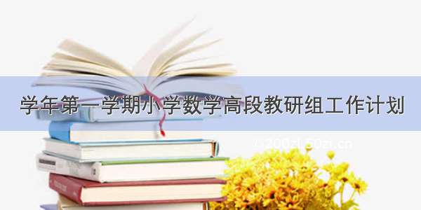 学年第一学期小学数学高段教研组工作计划