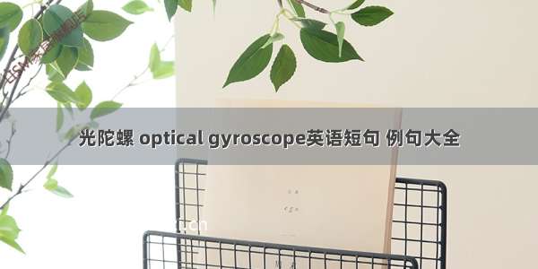 光陀螺 optical gyroscope英语短句 例句大全