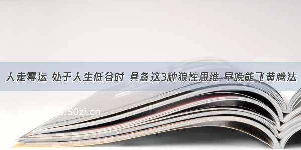 人走霉运 处于人生低谷时 具备这3种狼性思维 早晚能飞黄腾达