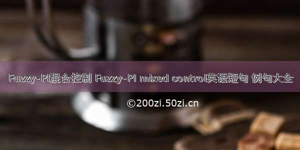 Fuzzy-PI混合控制 Fuzzy-PI mixed control英语短句 例句大全