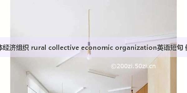 农村集体经济组织 rural collective economic organization英语短句 例句大全