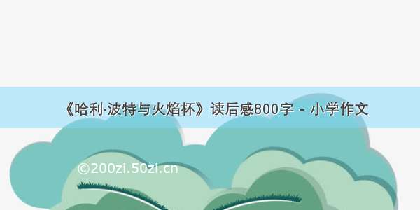 《哈利·波特与火焰杯》读后感800字 - 小学作文