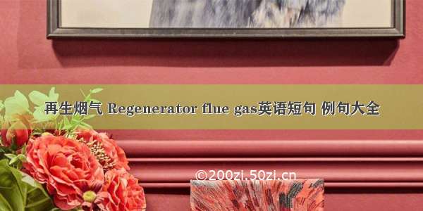 再生烟气 Regenerator flue gas英语短句 例句大全