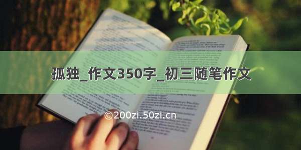 孤独_作文350字_初三随笔作文