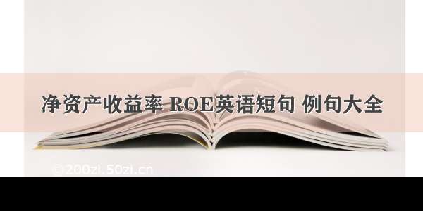 净资产收益率 ROE英语短句 例句大全