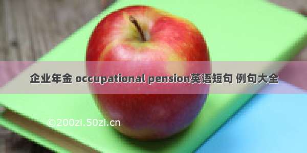 企业年金 occupational pension英语短句 例句大全