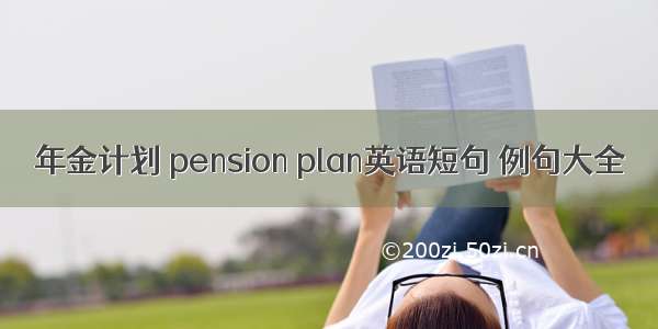 年金计划 pension plan英语短句 例句大全