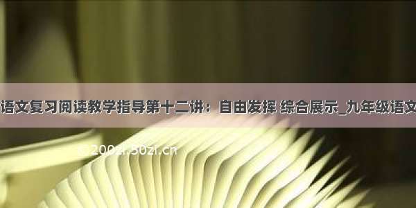 中考语文复习阅读教学指导第十二讲：自由发挥 综合展示_九年级语文教案