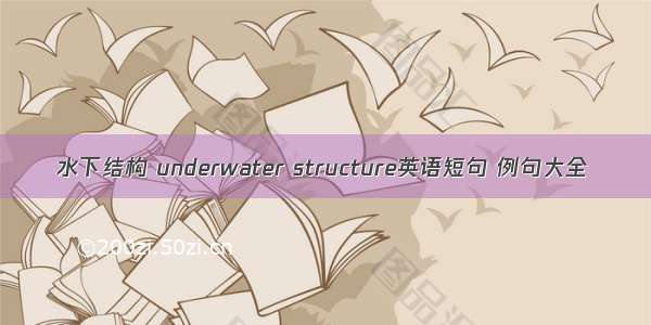 水下结构 underwater structure英语短句 例句大全