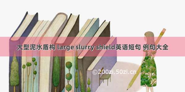 大型泥水盾构 large slurry shield英语短句 例句大全