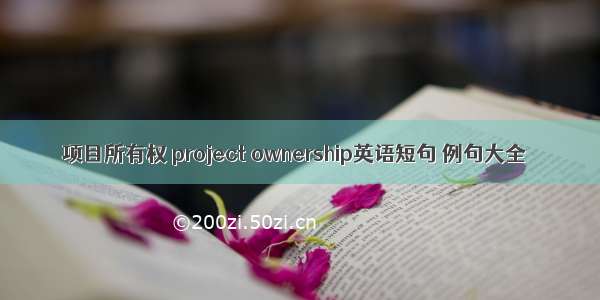 项目所有权 project ownership英语短句 例句大全