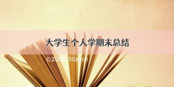 大学生个人学期末总结