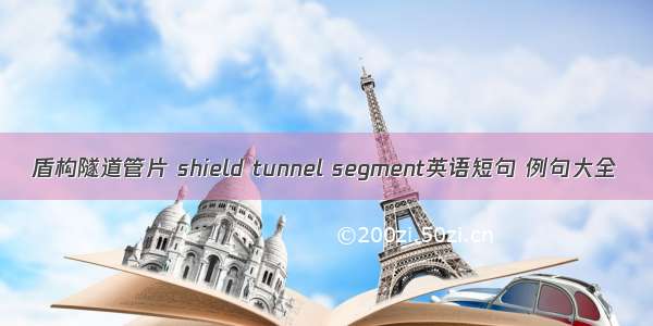 盾构隧道管片 shield tunnel segment英语短句 例句大全