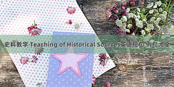 史料教学 Teaching of Historical Sources英语短句 例句大全