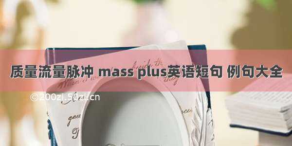 质量流量脉冲 mass plus英语短句 例句大全