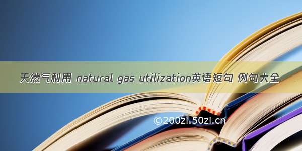 天然气利用 natural gas utilization英语短句 例句大全